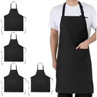 Famanu – 4-pack unisex keukenschorten met 2 zakken en verstelbare nekband, ideaal voor koken en grillen
