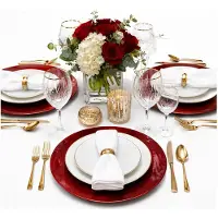 Othmar decorations Dinerborden - 12x - rood glimmend - 33 cm - kunststof - onderborden