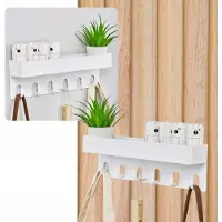 R2 Invest Witte Wandkapstok met Plank en 6 Haken