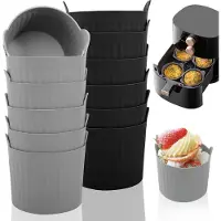 Famanu – Set van 12 siliconen muffinvormen voor airfryer, herbruikbare bakvormen voor muffins, cake en eieren, ideaal voor bakken