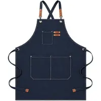 Famanu – Keukenschort voor heren, 68 x 76 cm, verstelbaar met 3 zakken, ideaal voor barbecue, restaurant of bar