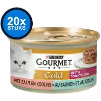 Gourmet 20x - Gold Hartig Torentje Zalm - Kattenvoer Natvoer - 85g