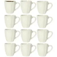Home Deco Factory koffiemok / thee beker - 12x - gebroken wit - 33 cl - keramiek - vaatwasser bestendig - servies - bekers