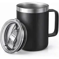 BOTC Thermosbeker - Dubbelwandige RVS Koffiebeker met Vacuümisolatie - Reisbeker voor Warme & Koude Dranken - Zwart