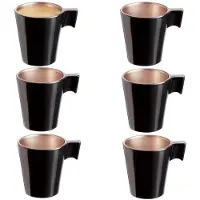 Luminarc Espresso kopjes - 6x - zwart metallic - koffiekopjes van 80 ml - 6 x 5.5 cm - keramiek