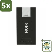 Amando 5 x Noir Eau de Toilette 50 ml - Grootverpakking - Noir Eau De Toilette - Mannelijke Geur - Klassieke Geur - Kruiden - Specerijen
