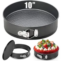 Famanu – Springvorm met platte bodem van 26 cm, ronde bakvorm met anti-aanbaklaag, lekvrij en zwart, ideaal voor taarten en quiches