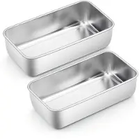 Famanu – Bakvorm set van 2, roestvrij staal, voor brood, cake en toast, rechthoekige broodvorm, gezond en gemakkelijk te reinigen, vaatwasmachinebestendig, 23,5 cm x 12,6 cm x 6 cm