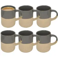 Secret De Gourmet koffie kopjes - Ancient Cairo - 6x stuks - grijs/beige - 340 ml - mokken - keramiek - met stijlvol decoratie motief
