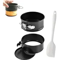 Famanu – Mini springvorm set van 2, taartvorm rond, 11 cm, met siliconen spatel, zwart