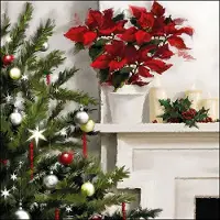 Ambiente - Pointsettia On Chimney - Papieren lunch servetten - 2 pakken - 33x33cm