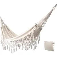 Famanu – Hangmat voor tuin, vakantie, strand en camping, dubbele hangmat van katoen, belastbaar tot ca. 180 kg, ideaal voor ontspanning in de open lucht
