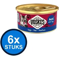 Voskes 6x Pate Tonijn - Kattenvoer - Blik 85g