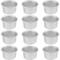 Famanu – Set van 12 mini ronde bakvormen, Ø 9,5 cm, professionele geanodiseerde aluminium taartvormpjes, geschikt voor chiffon- en spongekoek