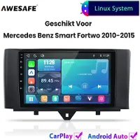 AWESAFE Autoradio - Geschikt Voor Mercedes Benz Smart Fortwo 2010 t/m 2015 - Draadloos Carplay Android Auto - Linux systeem - Touchscreen - Bluetooth Wifi - 2010 2011 2012 2013 2014 2015