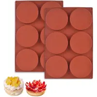 Famanu – Set van 2 ronde siliconen bakvormen van 4 inch, antiaanbaklaag, perfect voor muffins, burgers, pudding en chocolade