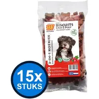 Biofood 15x - 3in1 koekjes cranberry mini 200gr - Hondenvoer Snacks - 200 g