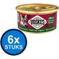 Voskes 6x Gelei Kip & Groenten - Kattenvoer - Blik 85g