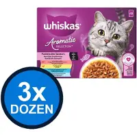 Whiskas 3x - 1+ Adult Aromatic Selection Fusions Selectie Multipack - Kattenvoer Natvoer - 12x85g