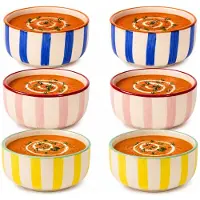 Home Deco Factory Snackschaaltjes Dolce vita - 6x - blauw/roze/geel - keramiek - D14 cm