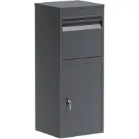 Famanu – Pakketbus antraciet, 410 x 380 x 1020 mm, staande brievenbus voor thuis, geschikt voor pakketten en pakketjes