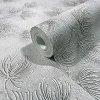 Whisper Behang - Berenklauw Takjes - Natuurlijk - Grijs - Luxe Reliëf - Vliesbehang - Japandi - Woonkamer Slaapkamer - 0,53 x 10,05 M -