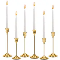 Famanu – Set van 6 gouden kandelaars in 3 verschillende hoogtes, elegante staafkaarshouders voor kerst, feesten, huwelijken en verjaardagsfeesten