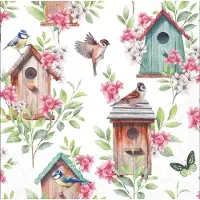 Ambiente Lunch servetten Wooden birdhouses - - 33x33 cm