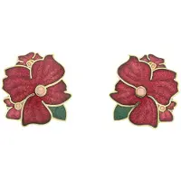 Behave – Oorstekers gelaagde bloem – Rood – 2,2 x 2,4 cm