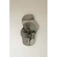 Famanu – Asymmetrische wandspiegel in organische vorm, 60 cm, goudkleurig, perfect voor decoratie in de woonkamer of hal