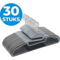 Acaza Kledinghangers - Kleerhangers - Broekhanger - 30 Stuks - Volwassenen - Anti Slip - Duurzaam - ABS Kunststof - Grijs
