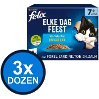 Felix 3x - Elke Dag Feest Senior Vis Selectie in Gelei - Kattenvoer Natvoer - 12x85g