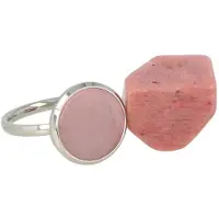 My Bendel - Rhodonite Zilverkleurige Ring met Echte Edelsteen - met Luxe Cadeauverpakking | Sieraden Voor Dames | Maat 19.00 Mm / Maat 60