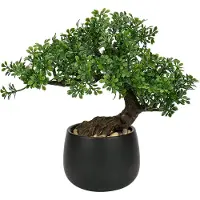 Famanu – Kunstmatige bonsaiplant van 25 cm in keramische pot, decoratieve kunstplanten voor woonkamer, slaapkamer, badkamer en vensterbank