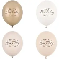 Party Deco Ballonnen 'Happy Birthday to you' Beige Mix (50st)