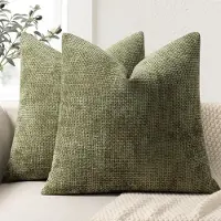 Famanu – Set van 2 chenille kussenslopen 50x50, decoratieve kussenhoezen voor bank, bed en woonkamer, luxe huisdecoratie