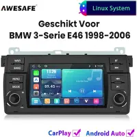 AWESAFE Autoradio - Geschikt Voor BMW 3-Serie E46 1998 t/m 2006 - Draadloos Carplay Android Auto - Linux systeem - Touchscreen - Bluetooth Wifi - 1998 1999 2000 2001 2002 2003 2004 2005 2006