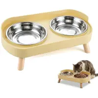Famanu – Verhoogde kattenbak set van 2 stuks, 400 ml kattenbakken voor kleine honden en katten