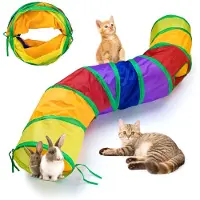 Famanu – Opvouwbare kattentunnel, speelgoed voor kittens en puppy's, 2-weg tunnel, geschikt voor binnen en buiten, kleurrijk ontwerp