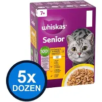 Whiskas 5x - 7+ Senior Gevogelte Selectie in Gelei Multipack - Kattenvoer Natvoer - 12x85g