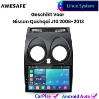 AWESAFE Autoradio - Geschikt Voor Nissan Qashqai J10 2006 t/m 2013 - Draadloos Carplay Android Auto - Linux systeem - Touchscreen - Bluetooth Wifi - 2006 2007 2008 2009 2010 2011 2012 2013