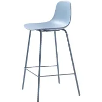 Nest of Nora Set van 2 - Barstoelen met rugleuning Zoey - Metalen frame - Blauw