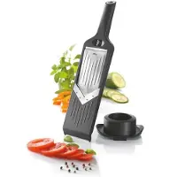 Famanu – Handmatige snijmachine van synthetisch ABS en roestvrij staal, zwart, ideaal voor het snijden van groenten en fruit in de keuken