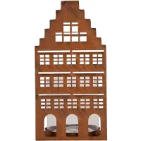 Clayre & Eef Waxinelichthouder Huis 12x12x24 cm Bruin Metaal