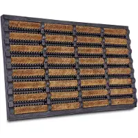 Famanu – Deurmat van kokosnoot en rubber, 40 x 60 cm, antislip vuilvangmat voor binnen en buiten, weerbestendig, zwart naturel