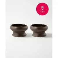 Vtwonen - Waxinelichthouders Organic - Donkerbruin - Keramiek - Set van 2 - 9 x 5,5 cm