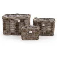 Sweet living Rotan Plantenmand Rechthoek - 78x53xH50 cm - Rotan Plantenbak - met plastic