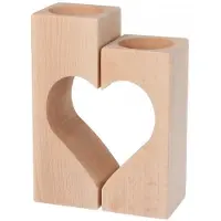 Famanu – Houten kandelaar in hartvorm, theelichthouder voor romantische decoratie