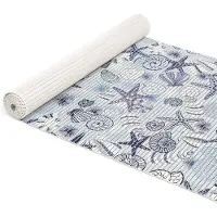 ANRO Badmat Schelpen Blauw 65x350cm Antislip Douchemat Afwasbaar Sneldrogend