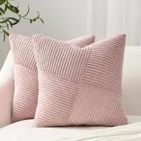 Famanu – Kussenhoes set van 2, 50 x 50 cm, oudroze kordsatijn, decoratieve kussenhoezen voor bank, slaapkamer en woonkamer